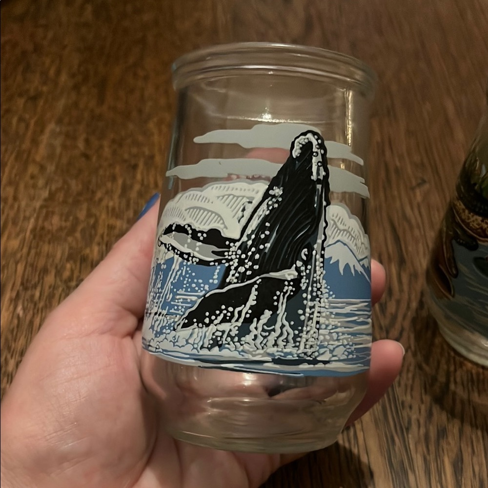 Welch's Jelly Jar Glass WWF American Crocodile #11 and Humpback Whale #6